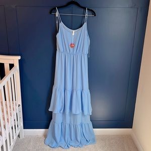Pinkblush Blue Tiered Ruffle Maxi